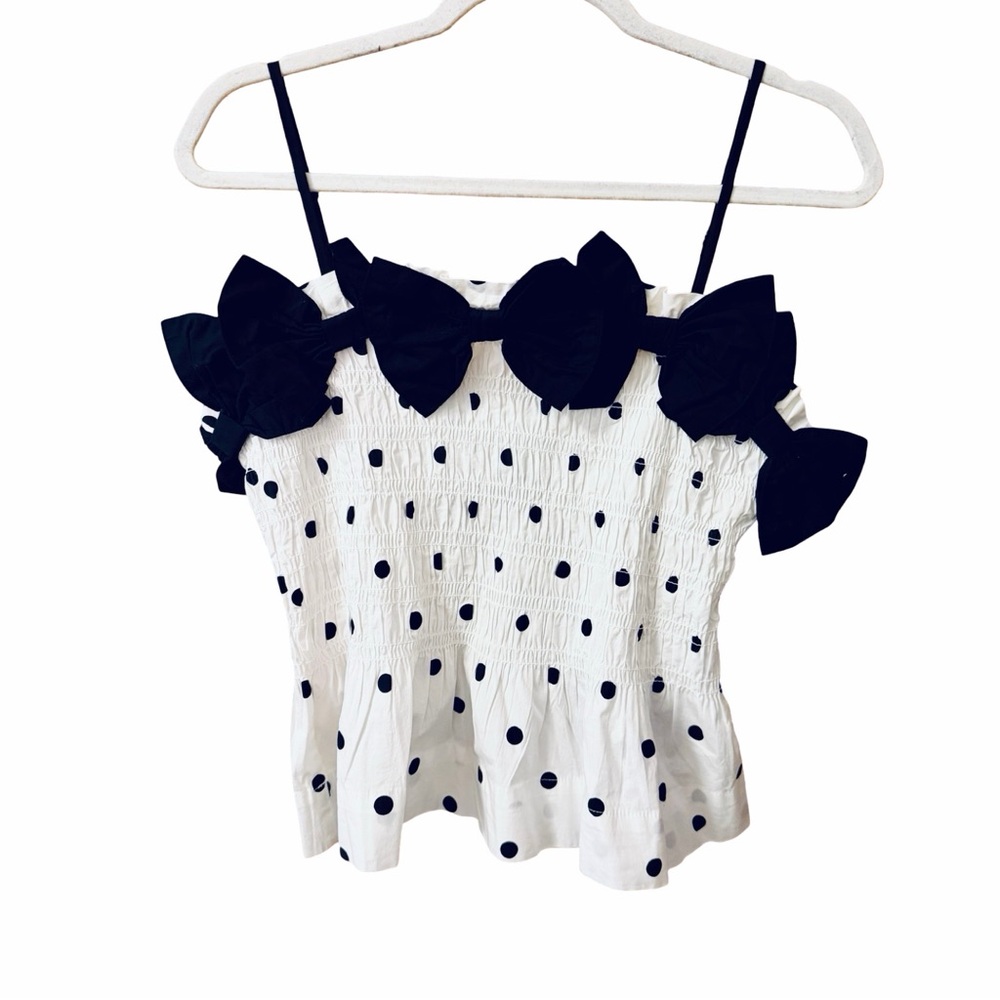 Damson Madder Polka Dot Bow Ruffle Blouse - Picture 6 of 8